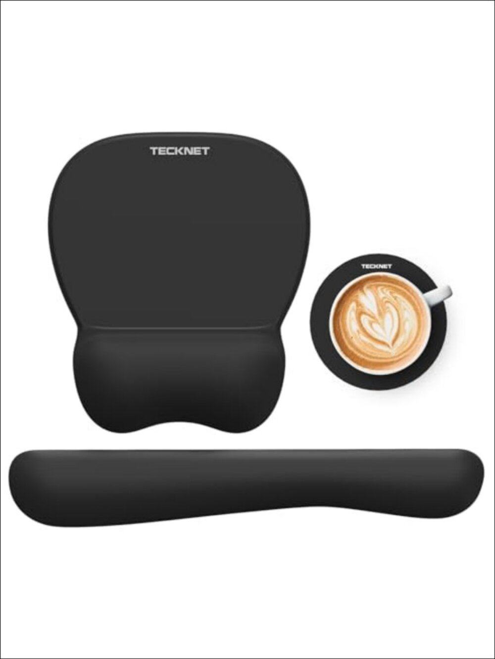 Ergonomic Gel Mouse Pad & Keyboard Wrist Rest Set with Coaster
